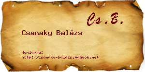 Csanaky Balázs névjegykártya